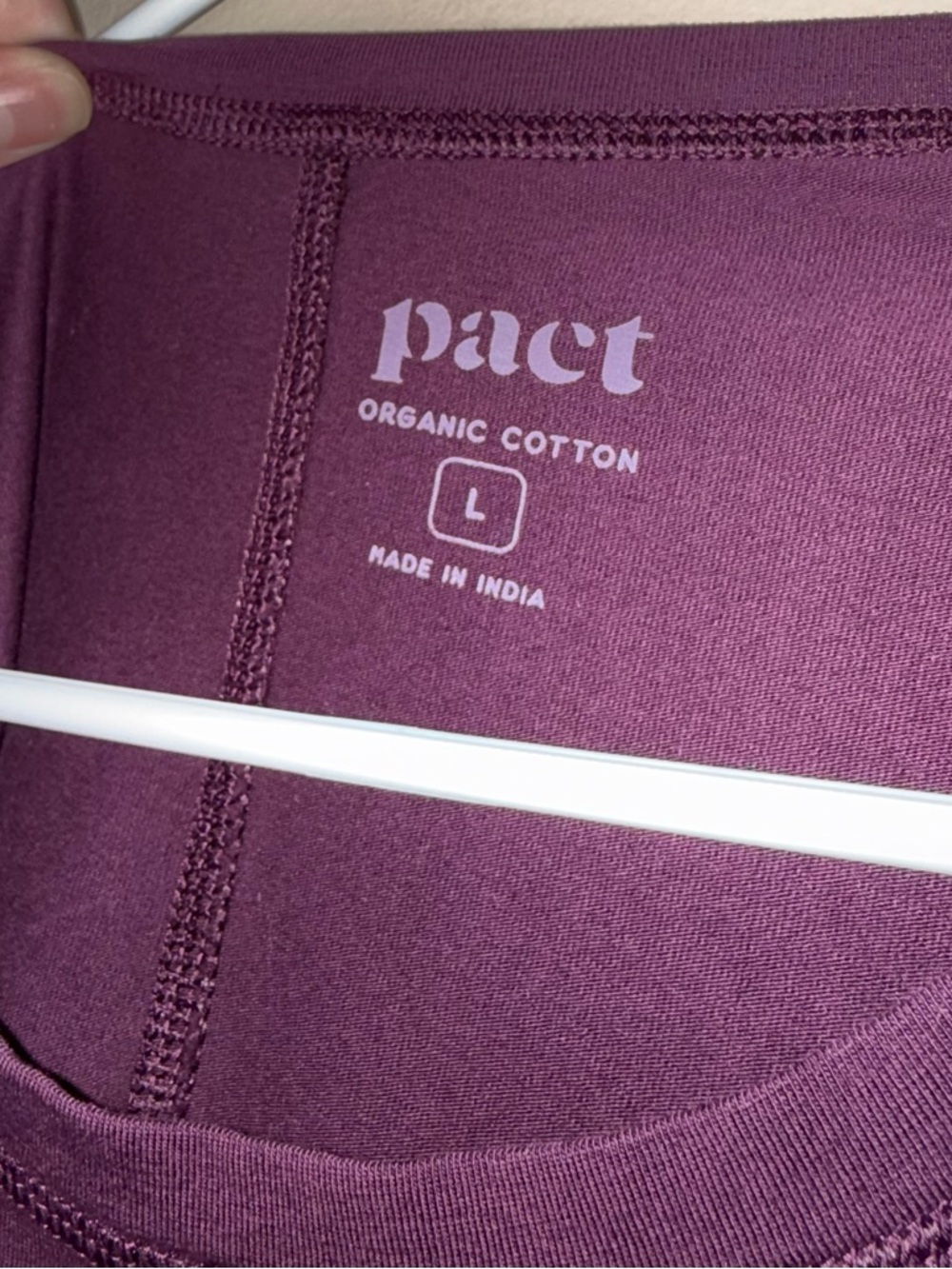Pact Women’s Luxe Stretch Jersey Swing Long Sleeve Tee Berry Jam Purple Cotton - Picture 6 of 7
